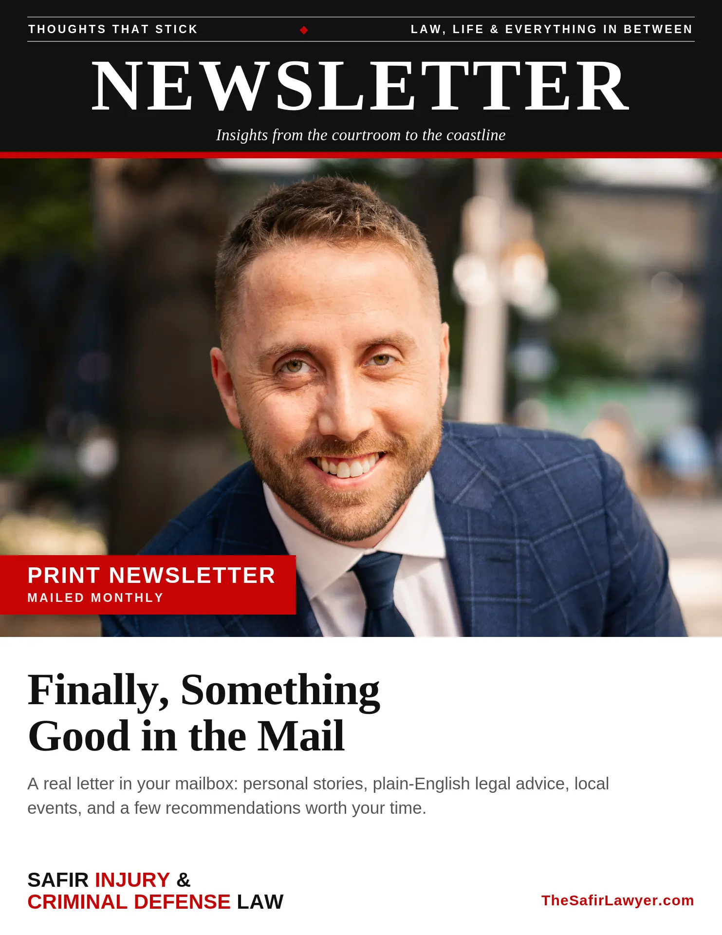 The Safir Lawyer newsletter cover