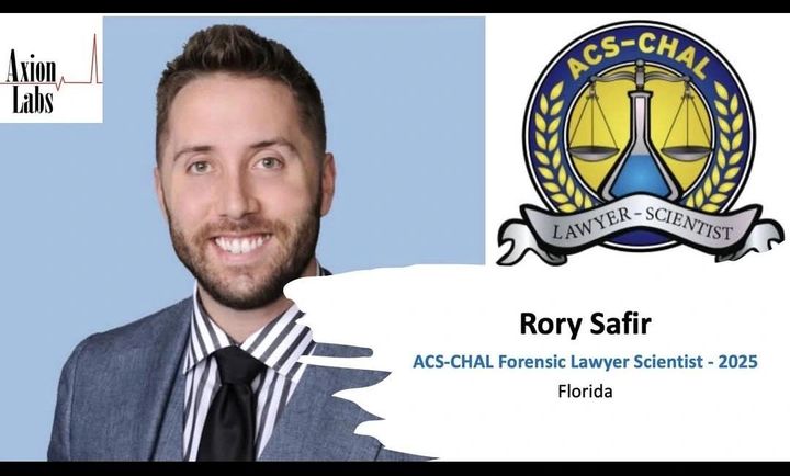 ACS-CHAL Forensic Lawyer-Scientist badge for Rory Safir, Florida, 2025, with the Axion Labs logo